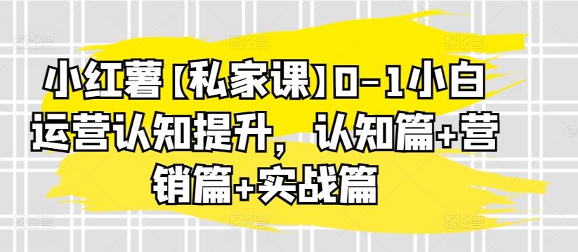 小红薯【私家课】0-1小白运营认知提升，认知篇+营销篇+实战篇-甄选网创