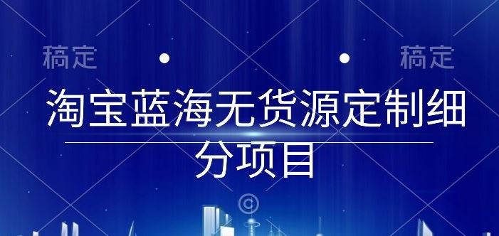 淘宝蓝海无货源定制细分项目，从0到起店实操全流程【揭秘】-甄选网创