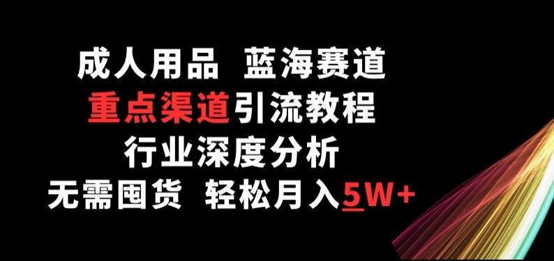 成人用品，蓝海赛道，重点渠道引流教程，行业深度分析，无需囤货，轻松月入5W+【揭秘】-甄选网创