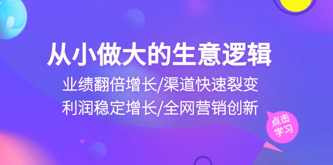 从小做大生意逻辑：业绩翻倍增长/渠道快速裂变/利润稳定增长/全网营销创新-甄选网创