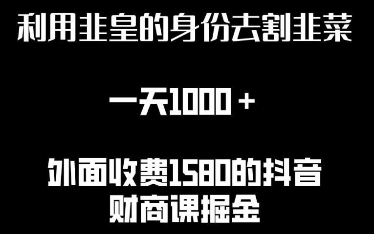 利用非皇的身份去割韭菜，一天1000+(附详细资源)【揭秘】-甄选网创