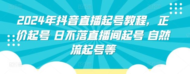 2024年抖音直播起号教程，正价起号 日不落直播间起号 自然流起号等-甄选网创