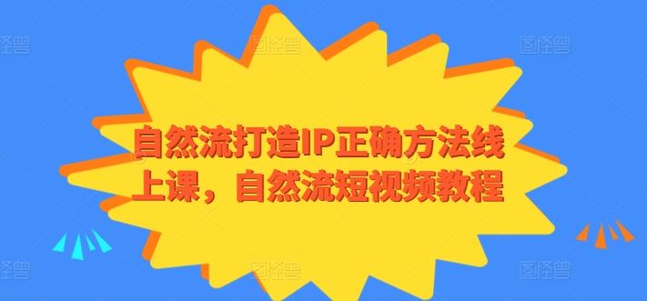 自然流打造IP正确方法线上课，自然流短视频教程-甄选网创