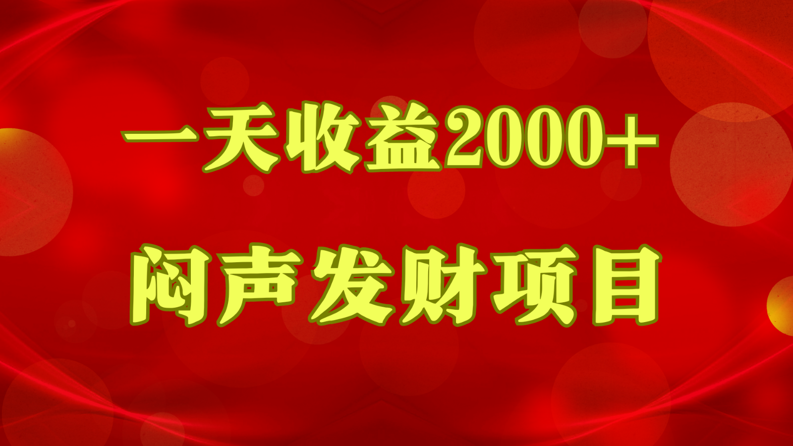 闷声发财，一天收益2000+，到底什么是赚钱，看完你就知道了-甄选网创