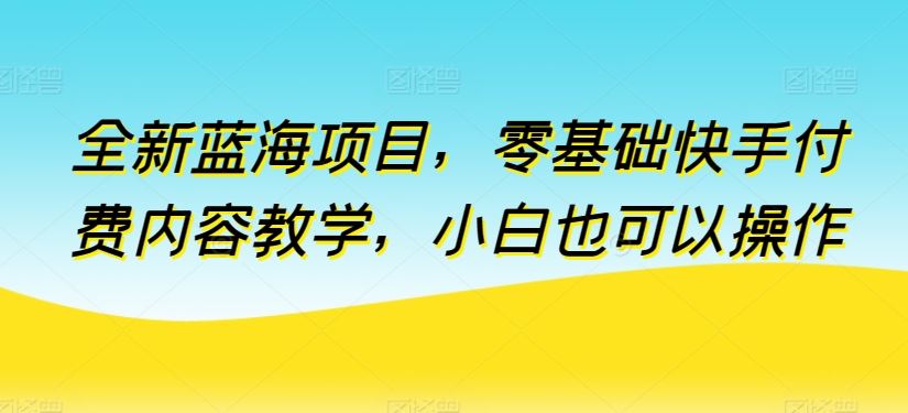 全新蓝海项目，零基础快手付费内容教学，小白也可以操作【揭秘】-甄选网创