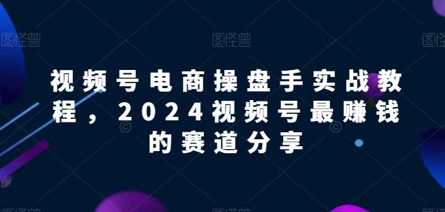 视频号电商实战教程，2024视频号最赚钱的赛道分享-甄选网创