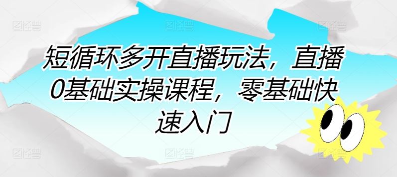 短循环多开直播玩法，直播0基础实操课程，零基础快速入门-甄选网创