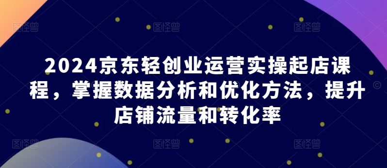 2024京东轻创业运营实操起店课程，掌握数据分析和优化方法，提升店铺流量和转化率-甄选网创