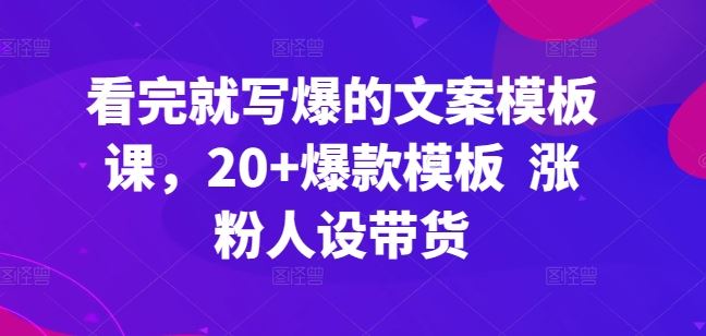 看完就写爆的文案模板课，20+爆款模板  涨粉人设带货-甄选网创