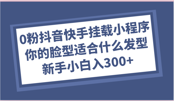 0粉抖音快手挂载小程序，你的脸型适合什么发型玩法，新手小白日入300+-甄选网创