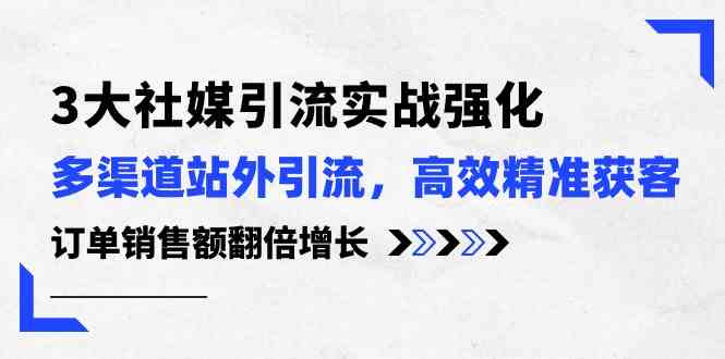 3大社媒引流实操强化，多渠道站外引流/高效精准获客/订单销售额翻倍增长-甄选网创