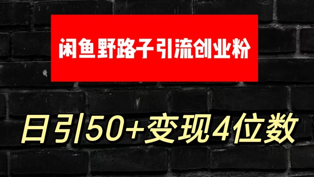 大眼闲鱼野路子引流创业粉，日引50+单日变现四位数-甄选网创