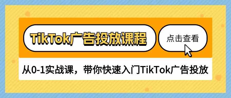 TikTok广告投放课程，从0-1实战课，带你快速入门TikTok广告投放（30节课）-甄选网创