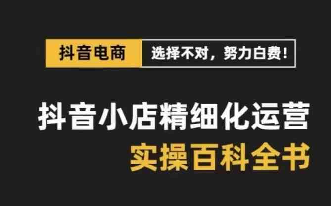 抖音小店精细化运营百科全书，保姆级运营实战讲解（更新）-甄选网创