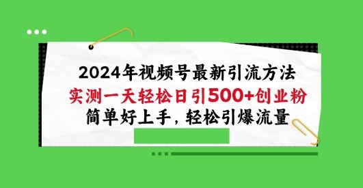 2024年视频号最新引流方法，实测一天轻松日引100+创业粉，简单好上手，轻松引爆流量【揭秘】-甄选网创