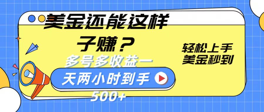 美金还能这样子赚？轻松上手，美金秒到账 多号多收益，一天 两小时，到手500+-甄选网创