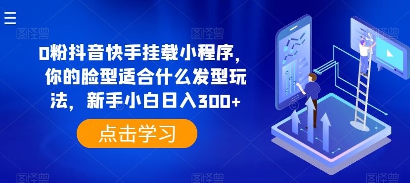 0粉抖音快手挂载小程序，你的脸型适合什么发型玩法，新手小白日入300+【揭秘】-甄选网创