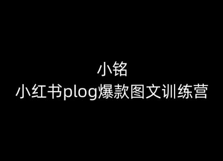 小铭-小红书plog爆款图文训练营，教你从0-1做小红书-甄选网创