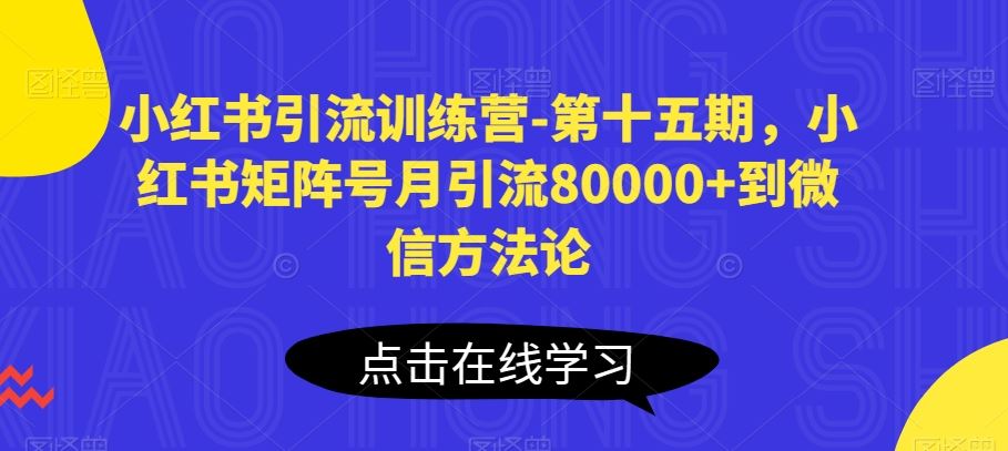 小红书引流训练营-第十五期，小红书矩阵号月引流80000+到微信方法论-甄选网创