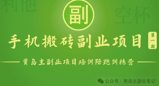 手机搬砖小副业项目训练营1.0，实测1小时收益50+，一部手机轻松日入100+-甄选网创