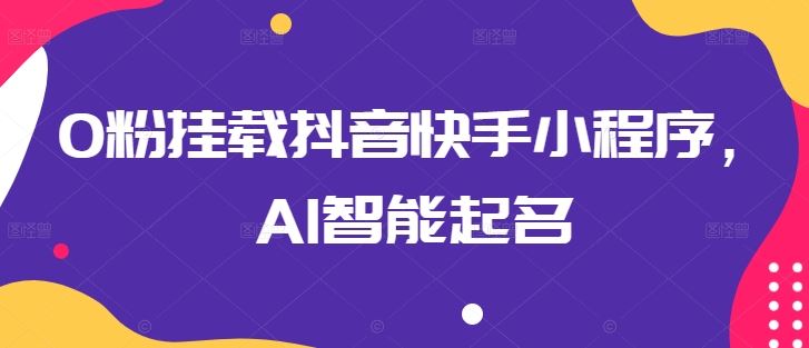 0粉挂载抖音快手小程序，AI智能起名-甄选网创