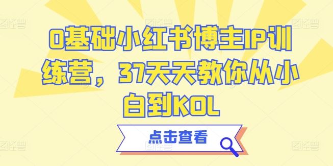 0基础小红书博主IP训练营，37天天教你从小白到KOL-甄选网创