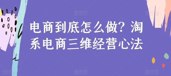 电商到底怎么做？淘系电商三维经营心法-甄选网创