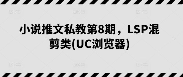 小说推文私教第8期，LSP混剪类(UC浏览器)-甄选网创