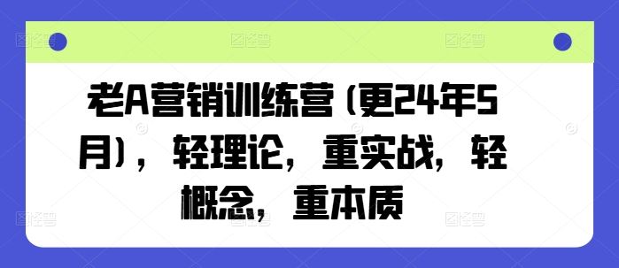 老A营销训练营(更24年5月)，轻理论，重实战，轻概念，重本质-甄选网创