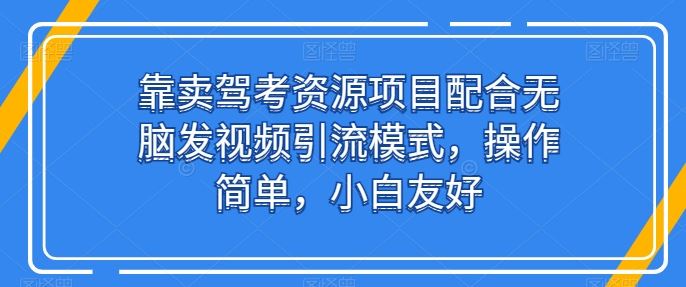 靠卖驾考资源项目配合无脑发视频引流模式，操作简单，小白友好【揭秘】-甄选网创