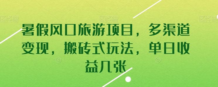 暑假风口旅游项目，多渠道变现，搬砖式玩法，单日收益几张【揭秘】-甄选网创