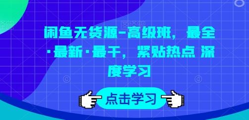 闲鱼无货源-高级班，最全·最新·最干，紧贴热点 深度学习-甄选网创