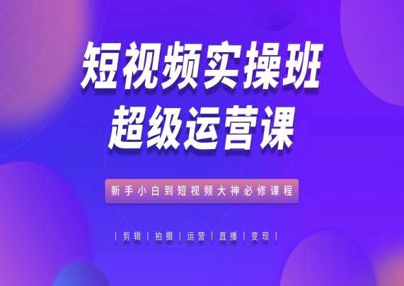 短视频实操班超级运营课，新手小白到短视频大神必修课程-甄选网创