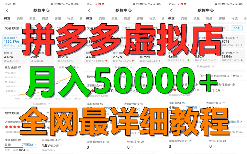 拼多多虚拟电商训练营月入50000+你也行，暴利稳定长久，副业首选-甄选网创