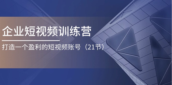 企业短视频训练营：打造一个盈利的短视频账号（21节）-甄选网创