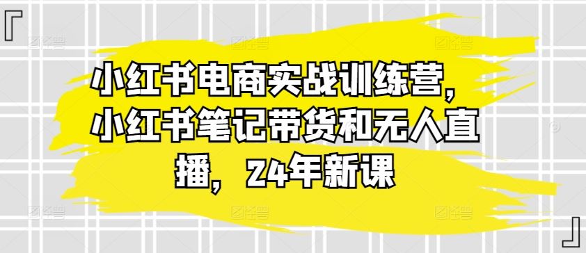 小红书电商实战训练营，小红书笔记带货和无人直播，24年新课-甄选网创