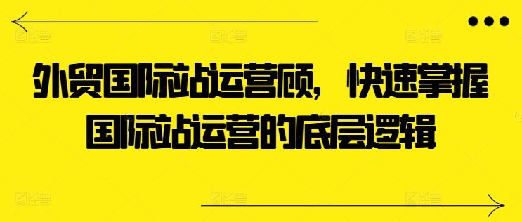 外贸国际站运营顾问，快速掌握国际站运营的底层逻辑-甄选网创