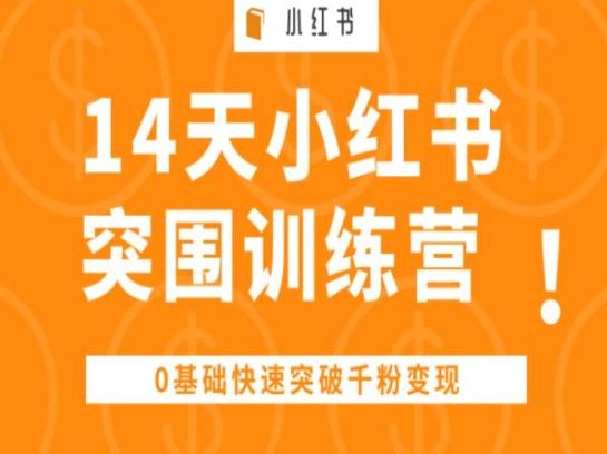 14天小红书突围训练营 ，0基础快速突破千粉变现-甄选网创