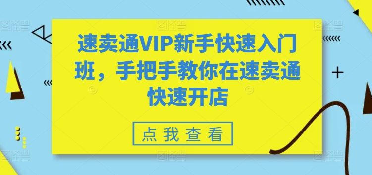 速卖通VIP新手快速入门班，手把手教你在速卖通快速开店-甄选网创