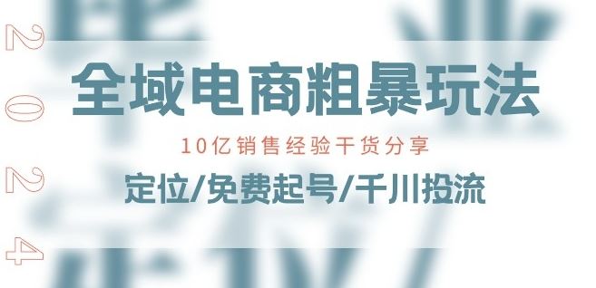 全域电商-粗暴玩法课：10亿销售经验干货分享!定位/免费起号/千川投流-甄选网创