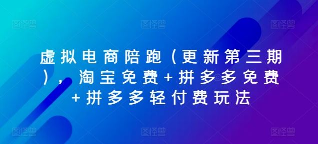 虚拟电商陪跑(更新第三期)，淘宝免费+拼多多免费+拼多多轻付费玩法-甄选网创