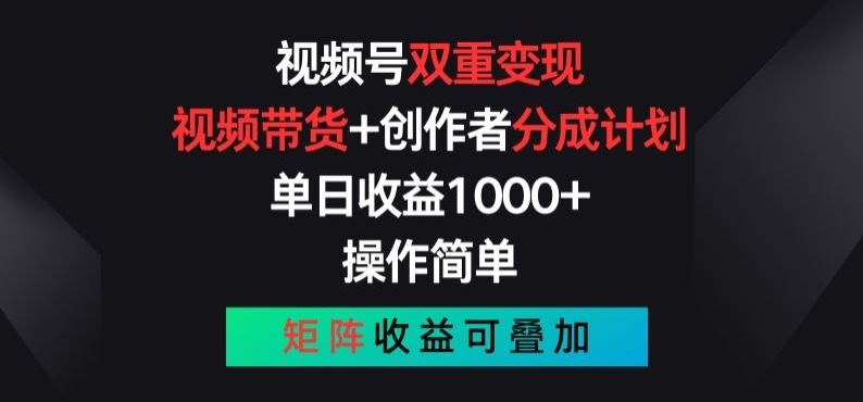 视频号双重变现，视频带货+创作者分成计划 , 操作简单，矩阵收益叠加【揭秘】-甄选网创