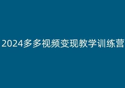 2024多多视频变现教学训练营，新手保姆级教程，适合新手小白-甄选网创