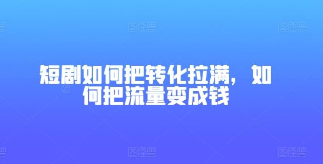 短剧如何把转化拉满，如何把流量变成钱-甄选网创