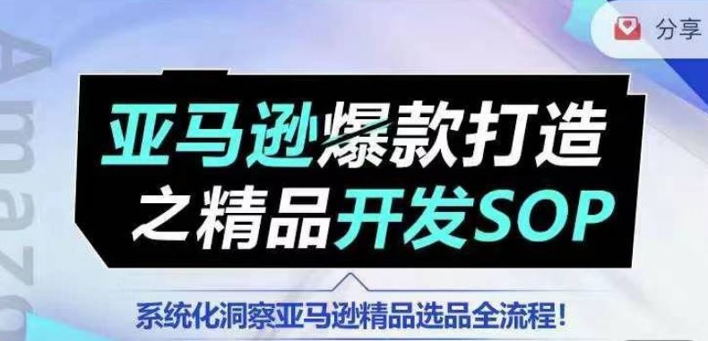 【训练营】亚马逊爆款打造之精品开发SOP，系统化洞察亚马逊精品选品全流程-甄选网创