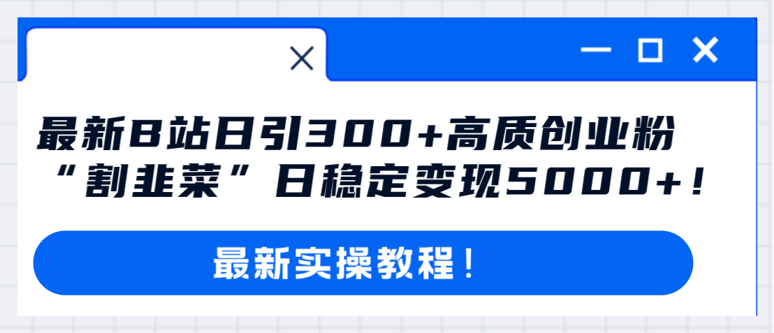 （8216期）最新B站日引300+高质创业粉教程！“割韭菜”日稳定变现5000+！-甄选网创