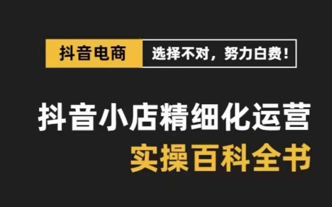 （8380期）抖音小店 精细化运营-百科全书，保姆级运营实战讲解（28节课）-甄选网创