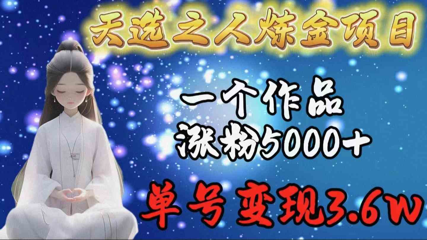 （9693期）天选之人炼金项目，一个作品涨粉5000+，单号变现3.6w-甄选网创