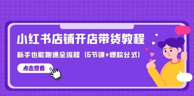 （9883期）最新小红书店铺开店带货教程，新手也能跑通全流程（6节课+爆款公式）-甄选网创