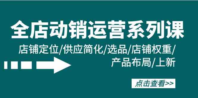 （9845期）全店·动销运营系列课：店铺定位/供应简化/选品/店铺权重/产品布局/上新-甄选网创